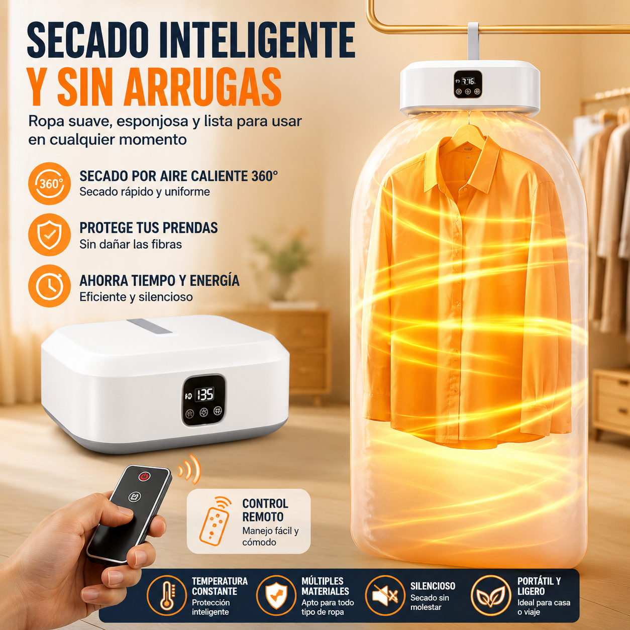 Mini secador portátil / Ropa seca, fresca y lista para usar más rápido